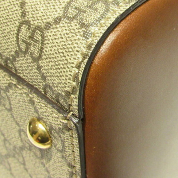 Gucci Shoulder Bag leather GG Supreme canvas beige brown - Picture 6 of 16
